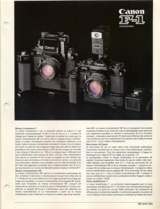 Documentation commerciale accessoires Canon F-1 old